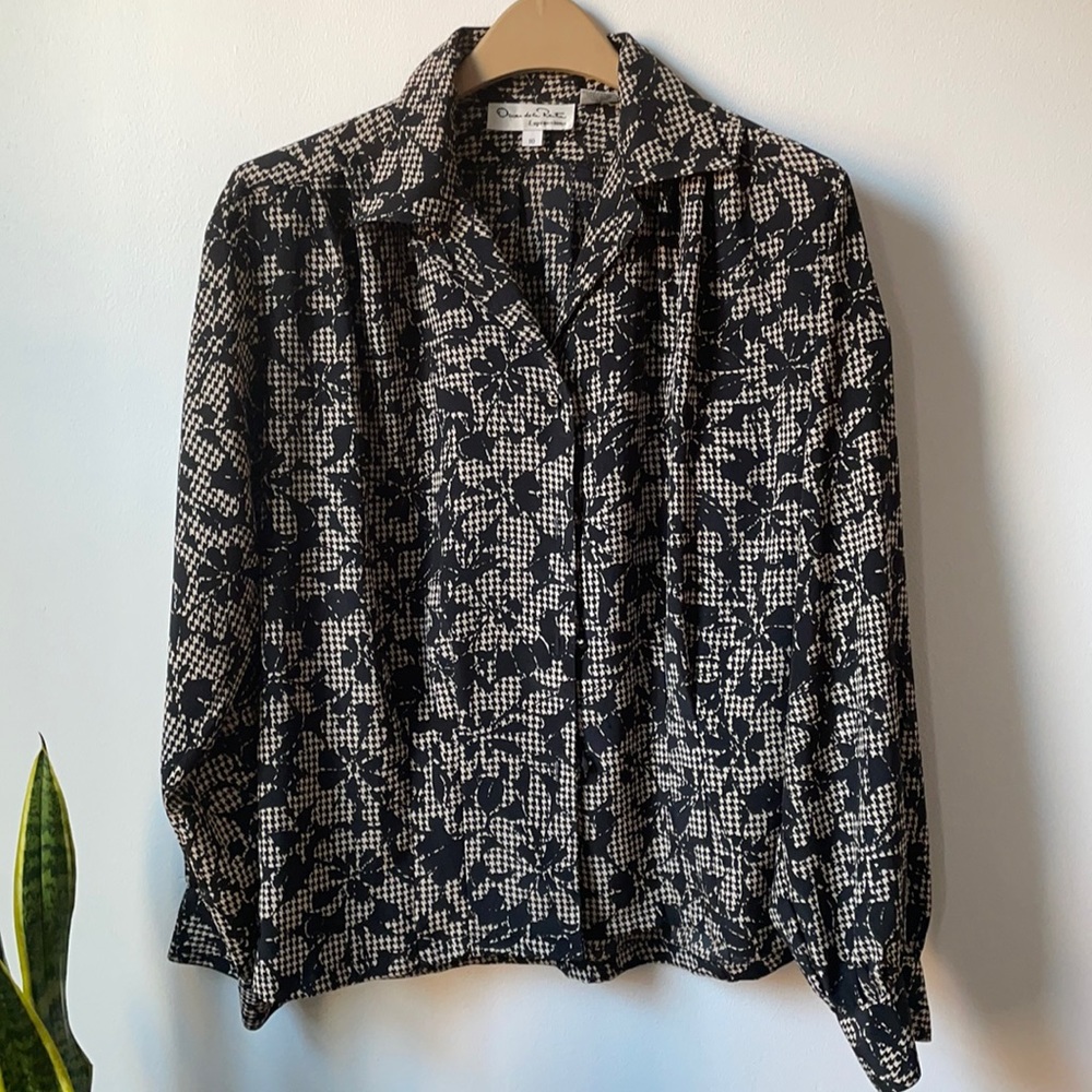 Vintage Oscar de la Renta Expressions Print Shirt